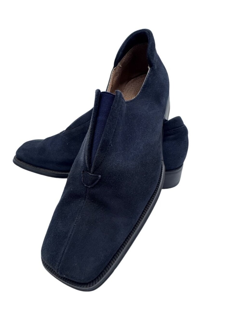 Fratelli Select Mens Size 8 Navy Suede Leather Square Toe Slip-On Dress Shoes